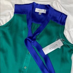 Kasper NWT Colorblock Sleeveless Button Up NWT Med